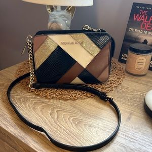 Michael Kors Black and Brown Crossbody Bag